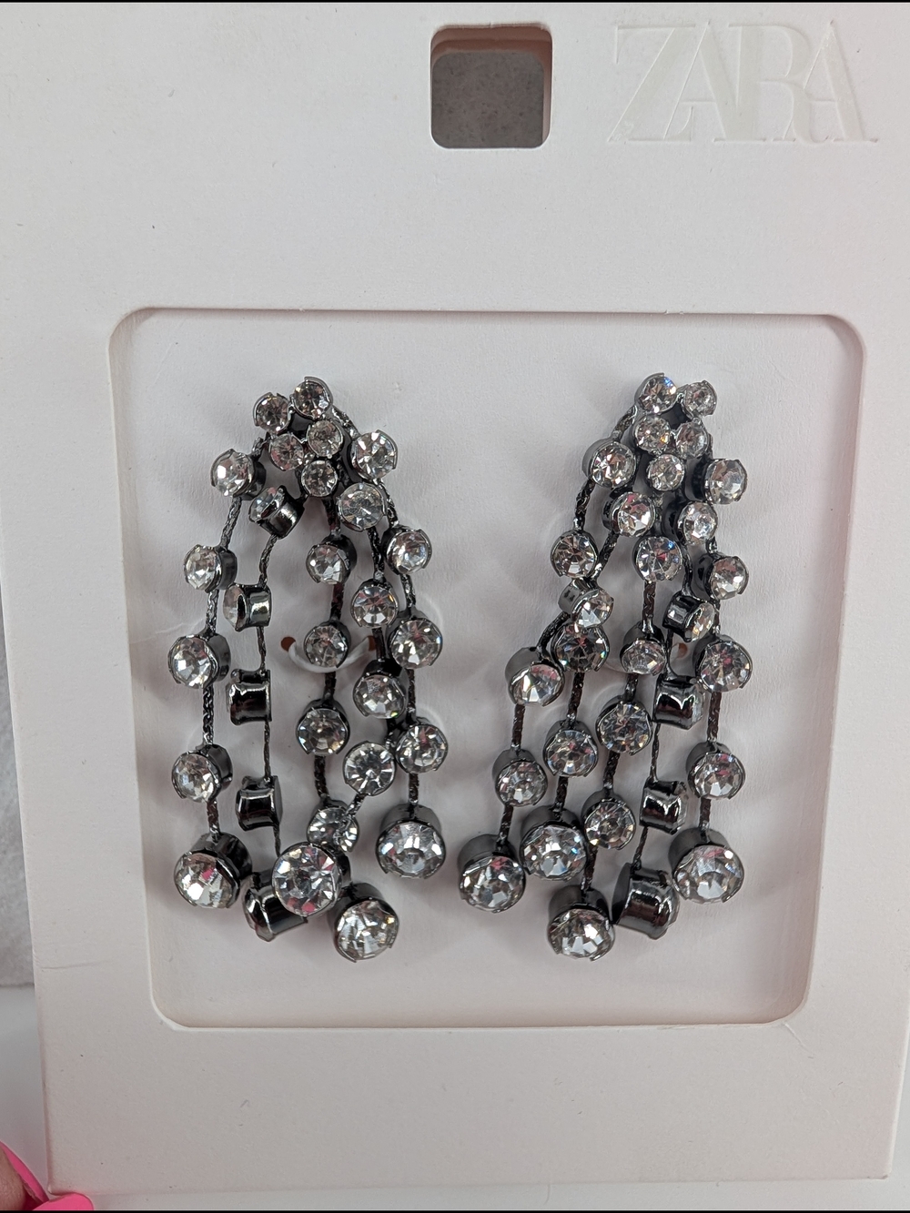 Zara Silver Crystal Cascade Earrings